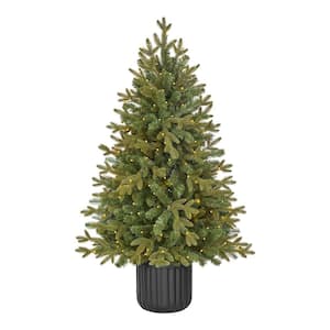 4 ft. Pre-Lit LED Potted Spruce Artificial Christmas Tree