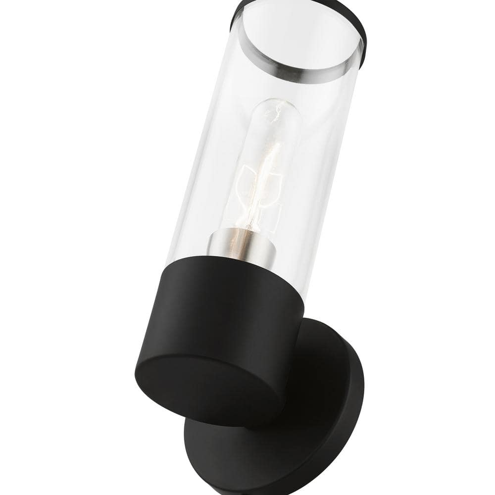 Sleek Urban Black and Nickel Dimmable Glass Sconce