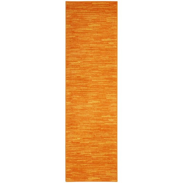 Essentials Sunburst 2 ft. x 14 ft. Solid Contemporary Indoor/Outdoor Runner Area Rug