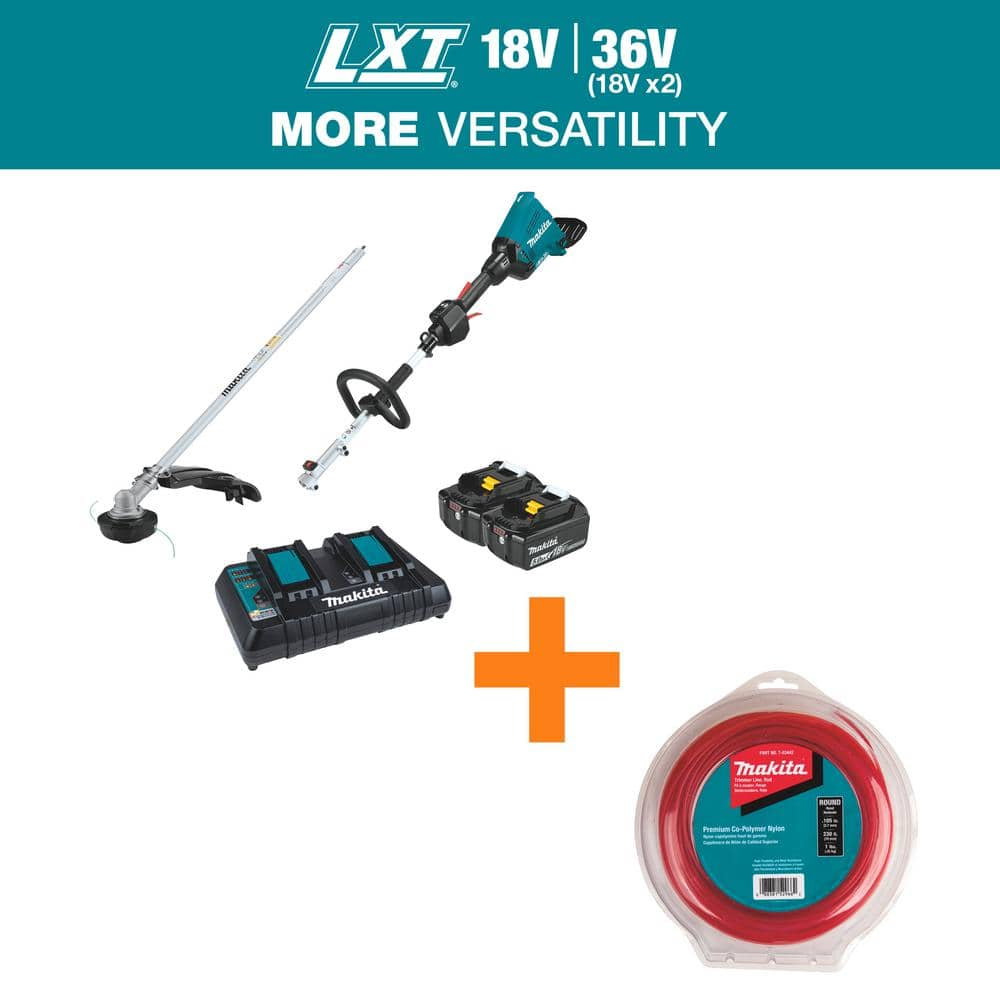 LXT 18V X2 (36V) Brushless Couple Shaft Power Head Kit with Trimmer Attachment with Round Trimmer Line -  Makita