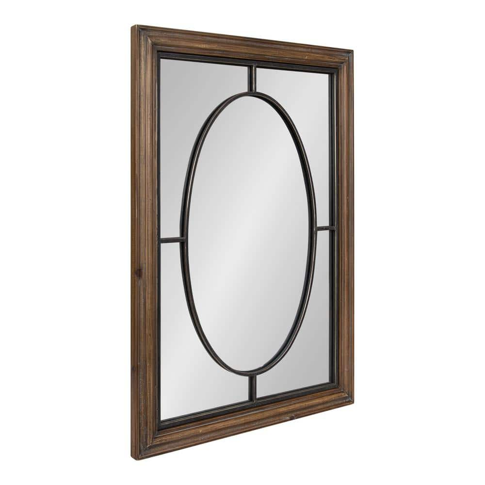 Kate and Laurel Silverthorne 34 in. x 24 in. Classic Rectangle Framed  Rustic Brown Wall Mirror 218492 - The Home Depot