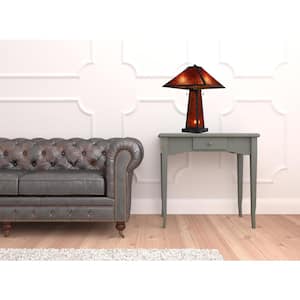 Charlie 23.5 in. Burnt Orange Integrated LED No Design Interior Lighting for Living Room with Orange Metal Shade