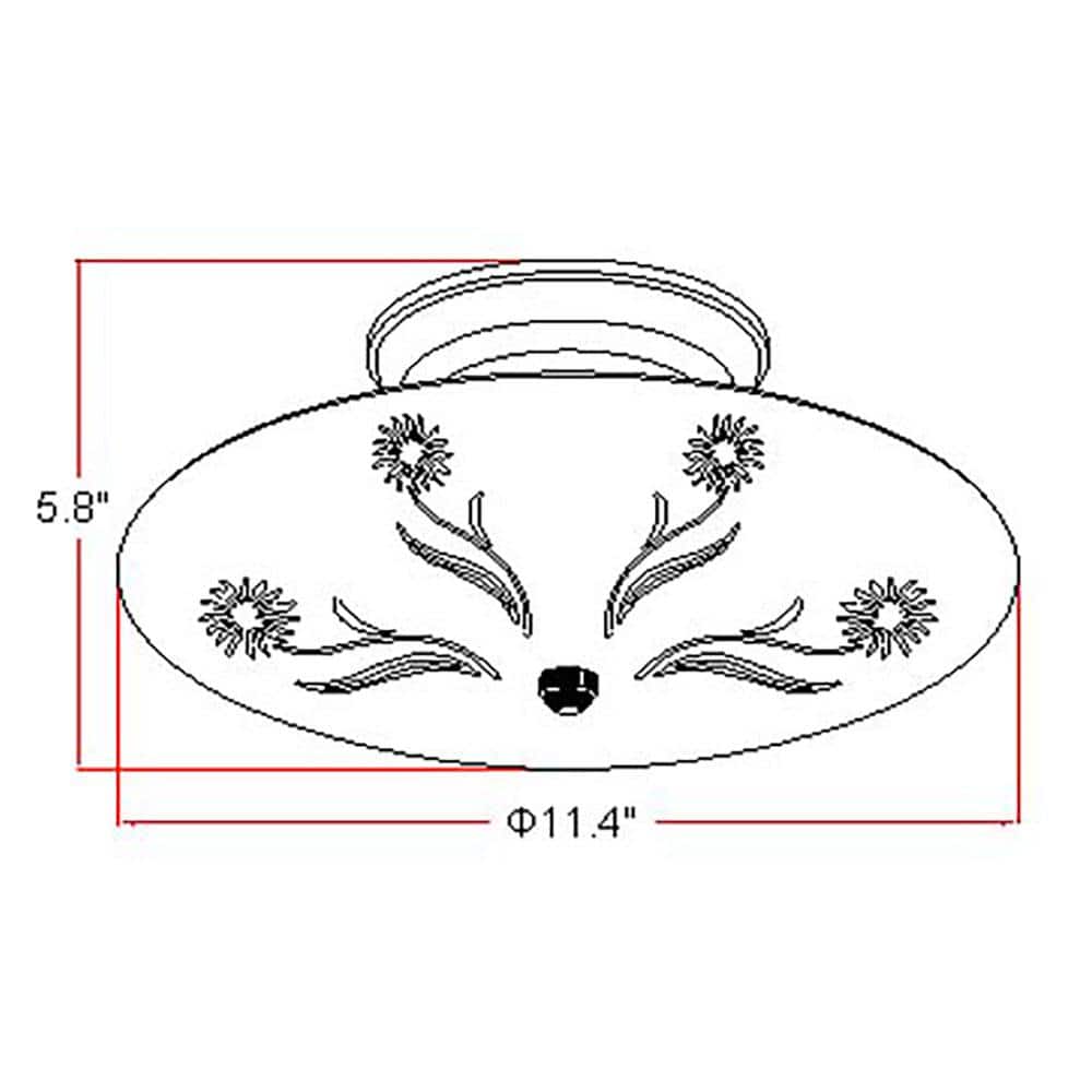 Elegant Floral White Glass Semi Flush Ceiling Light
