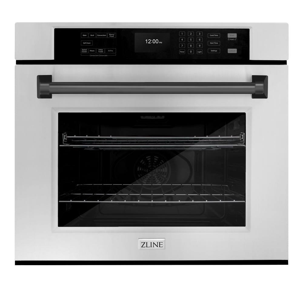 ZLINE Kitchen and Bath Autograph Edition 30 in. Professional Electric Single Wall Oven with Air Fry in Stainless Steel with Matte Black Handle