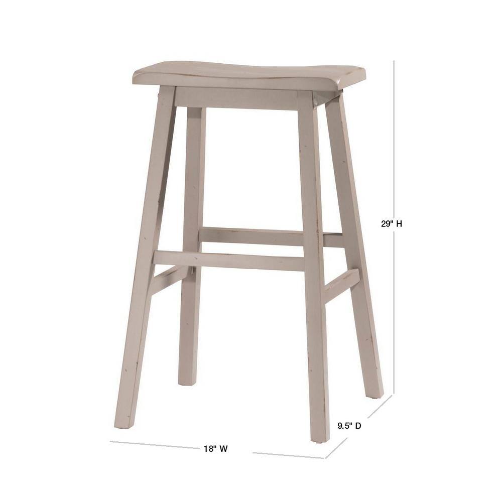 Classic Distressed Gray Wood and Metal Saddle Bar Stool