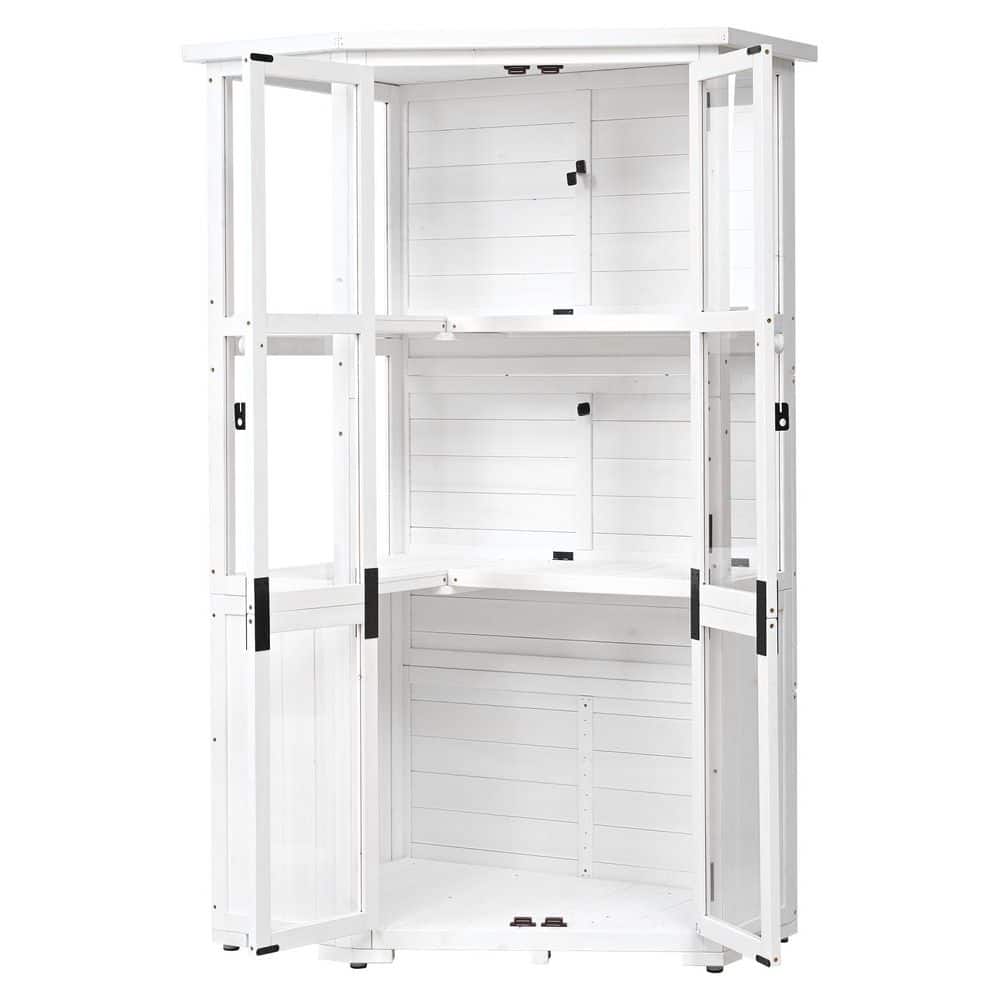 21.9 in. W x 36.6 in. D x 63 in. H Fir Wood White Greenhouse