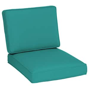 Oasis 26 in. x 30 in. Firm 2-Piece Deep Seating Outdoor Lounge Chair Cushion in Surf Teal