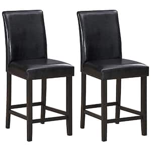 30 in. H Bar Stools 25 in. High Back Counter Height Barstool Pub Chair with Rubber Wood Legs Black (Set of 2)