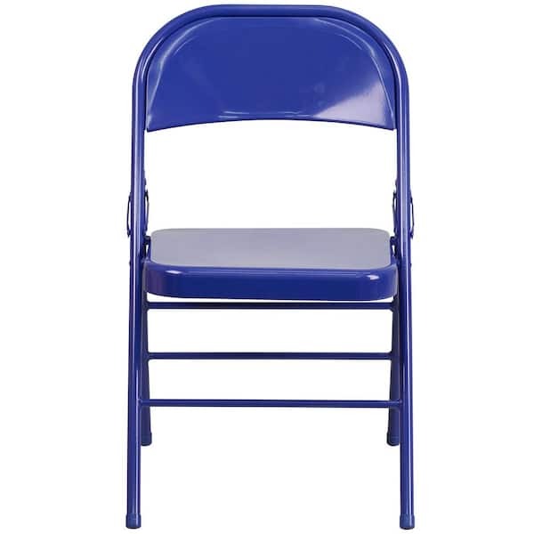 Carnegy Avenue Cobalt Blue Metal Folding Chair (4-Pack)