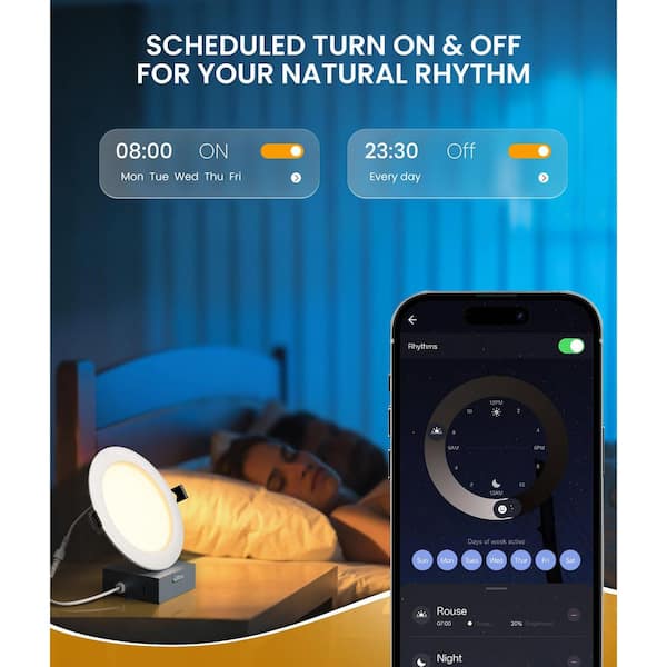 DeerTalk 6 in. Smart RGB and CCT Slim Canless downlight Smart