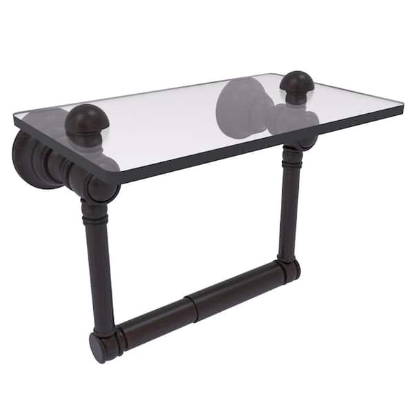 Allied Brass Carolina Collection Wall Mounted Toilet Paper Holder in Venetian Bronze with Glass Shelf