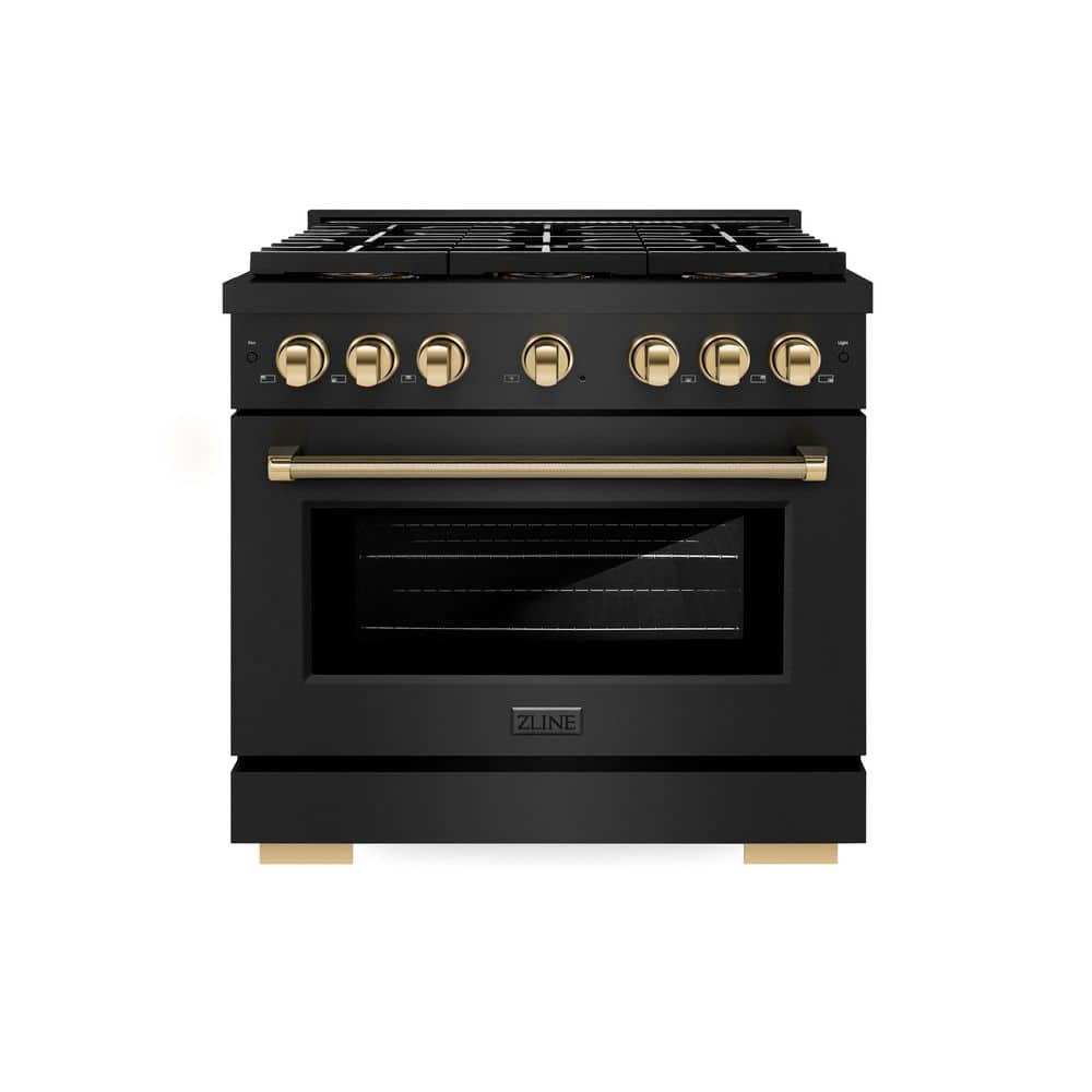 Autograph 36 in. Paramount Gas Range with 6 DuoPro Burners and Gas Oven in Black Stainless Steel and Gold Helix Handle price history on PriceWatchPro