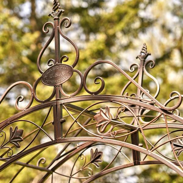 Zaer Ltd. 108.26 in. x 59.26 in. Tall Iron Garden Arbor Antique