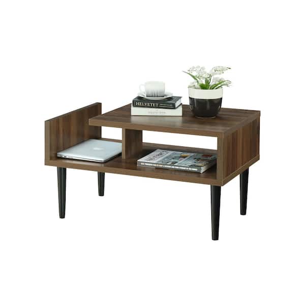 OS Home and Office Furniture Mid 32 in. Danish Walnut Medium Rectangle Wood Coffee Table with Storage