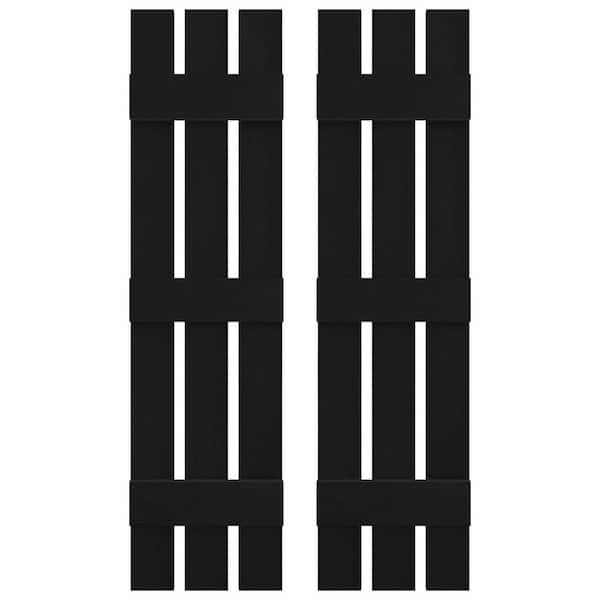 12 in. W x 59 in. H Vinyl Exterior Spaced Board and Batten Shutters Pair in Black