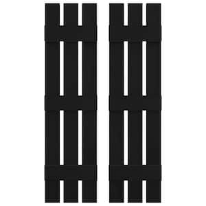 12 in. W x 63 in. H Vinyl Exterior Spaced Board and Batten Shutters Pair in Black