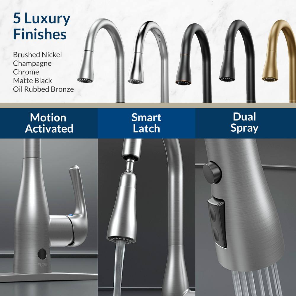 Flow Series Touchless Oil Rubbed Bronze Kitchen Faucet with Pull-out Spray