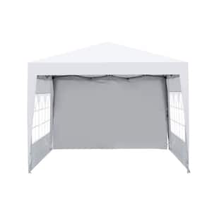 10 ft. x 10 ft. White Pop Up Gazebo Tent Canopy with 3 Sidewall, 2 Windows and Carry Bag