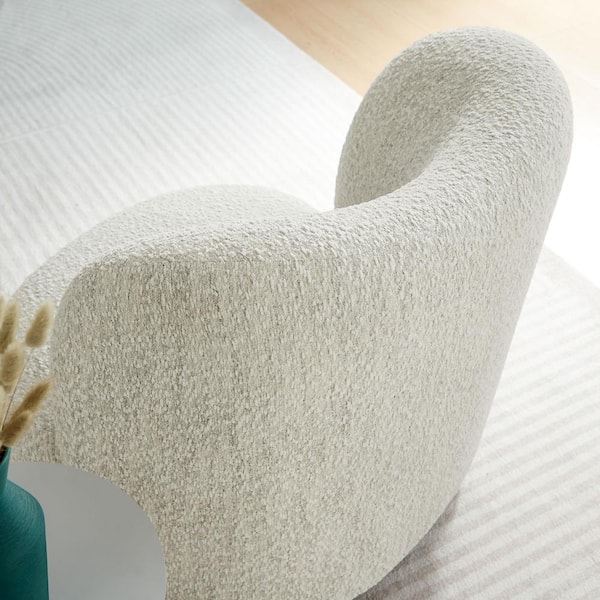 MODWAY Monroe Boucle Accent Barrel Chair in Pearl Walnut