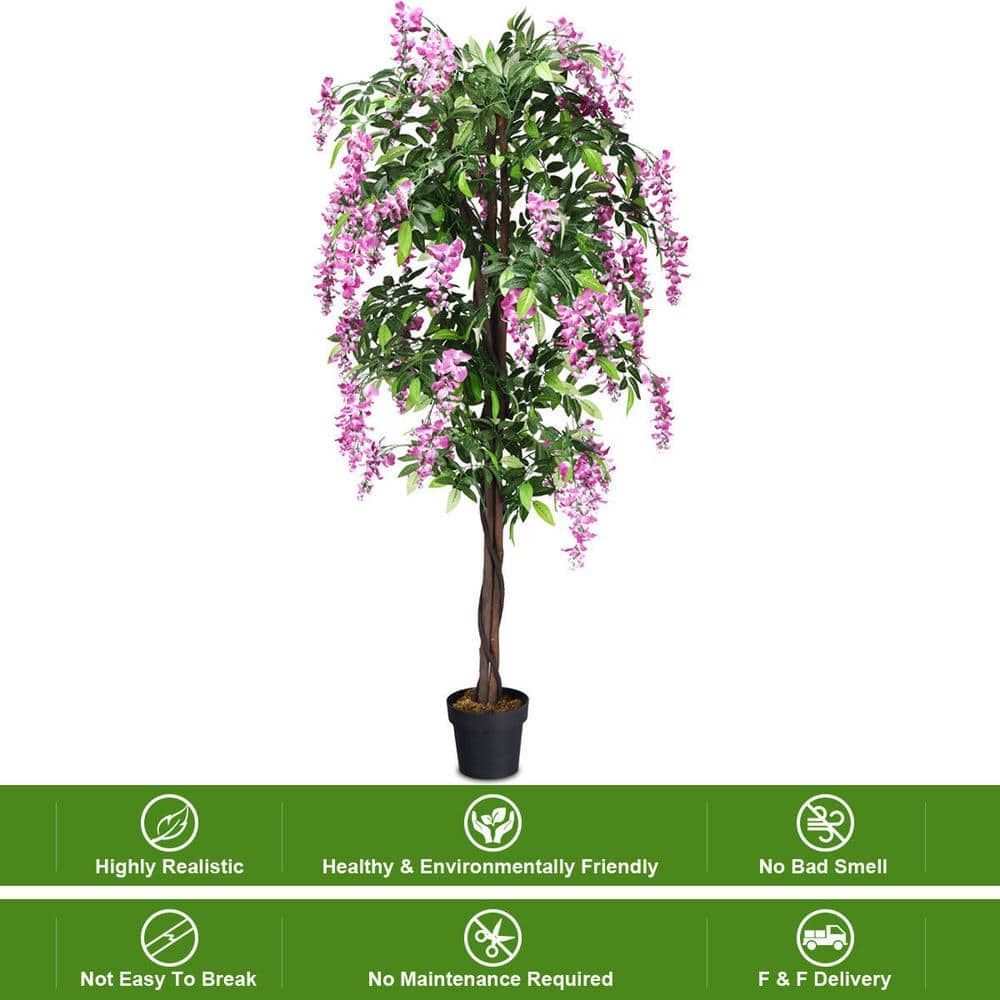 6-Foot Purple Silk Wisteria Tree with Black Plastic Pot