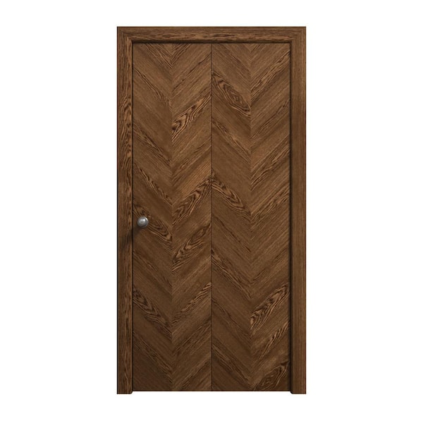 48 in. x 96 in. Cognac Oak Solid Wood Bi-Fold Doors with Hardware