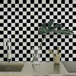 Checkmate Black and White Removable Peel and Stick Vinyl Wallpaper, 28 sq. ft.