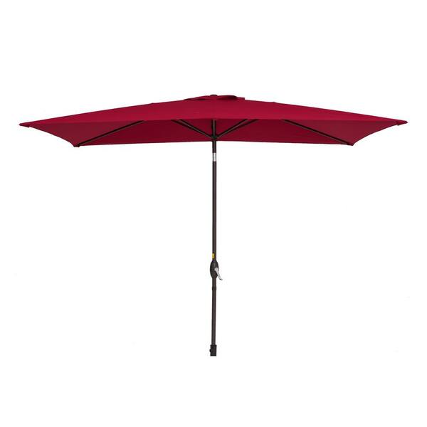 Unbranded 10 ft.x 7 ft. Rectangle Solution-Dyed Fabric Aluminum Market Patio Umbrella in Red