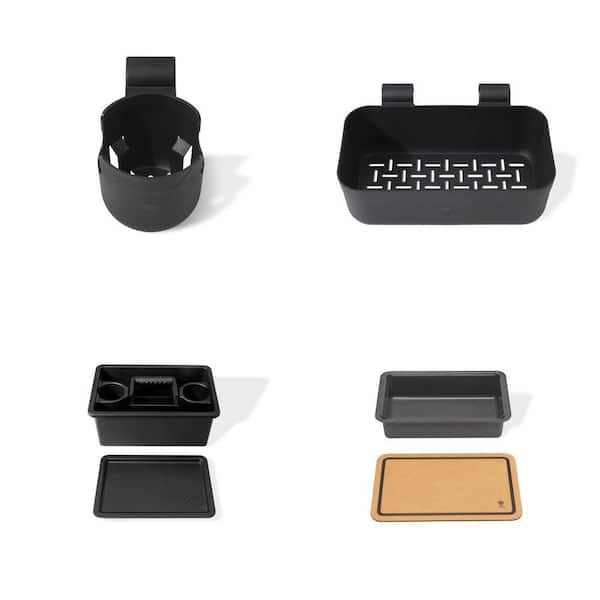 Weber Works Grilling Caddy Combo: Condiment, Bottle Holders, Food Prep Basin with Cutting Board Lid