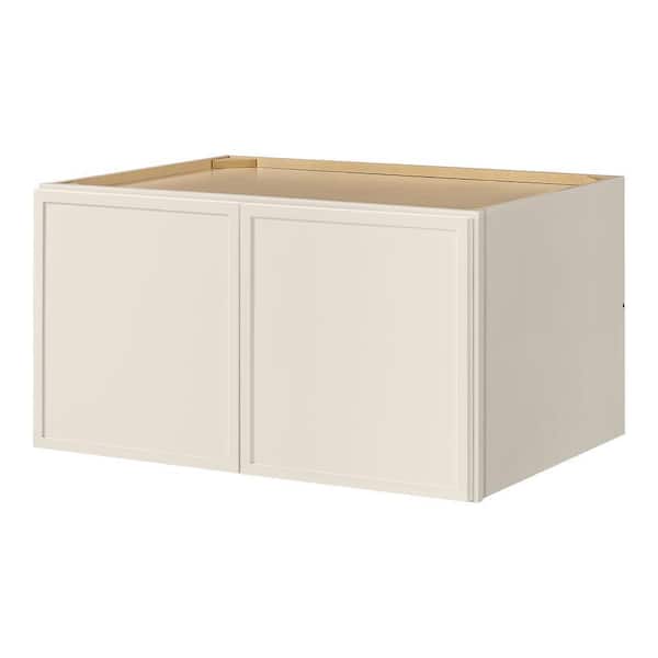 Leyton 33 in. W x 24 in. D x 18 in. H Ready to Assemble Plywood Slim Shaker Wall Bridge Kitchen Cabinet in Antique White