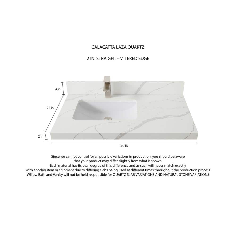 Aberdeen 36'' White Freestanding Bathroom Vanity with Calacatta Quartz Top