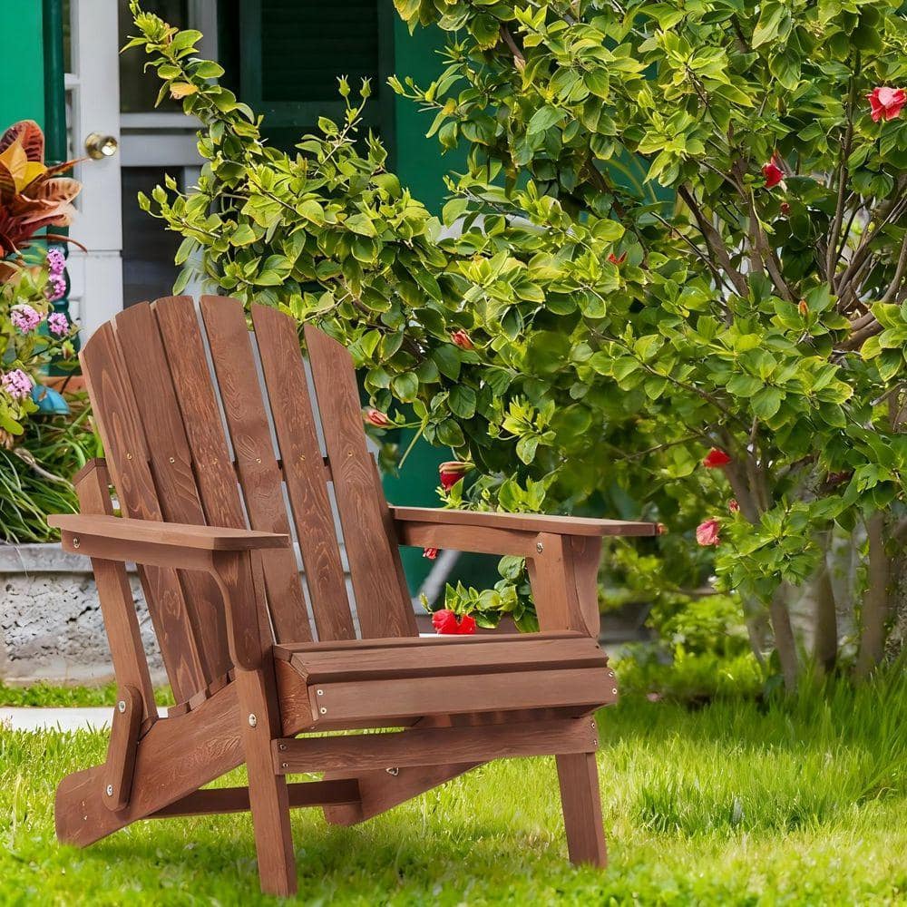 Coffee Wooden Outdoor Folding Adirondack Chair for Garden/Backyard