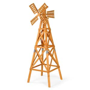 Karl home 60.8 in. H Wood Tan Garden Windmill with Planter and ...
