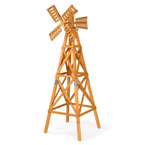 71 in. H Wood Teak Garden Windmill Outdoor Decoration
