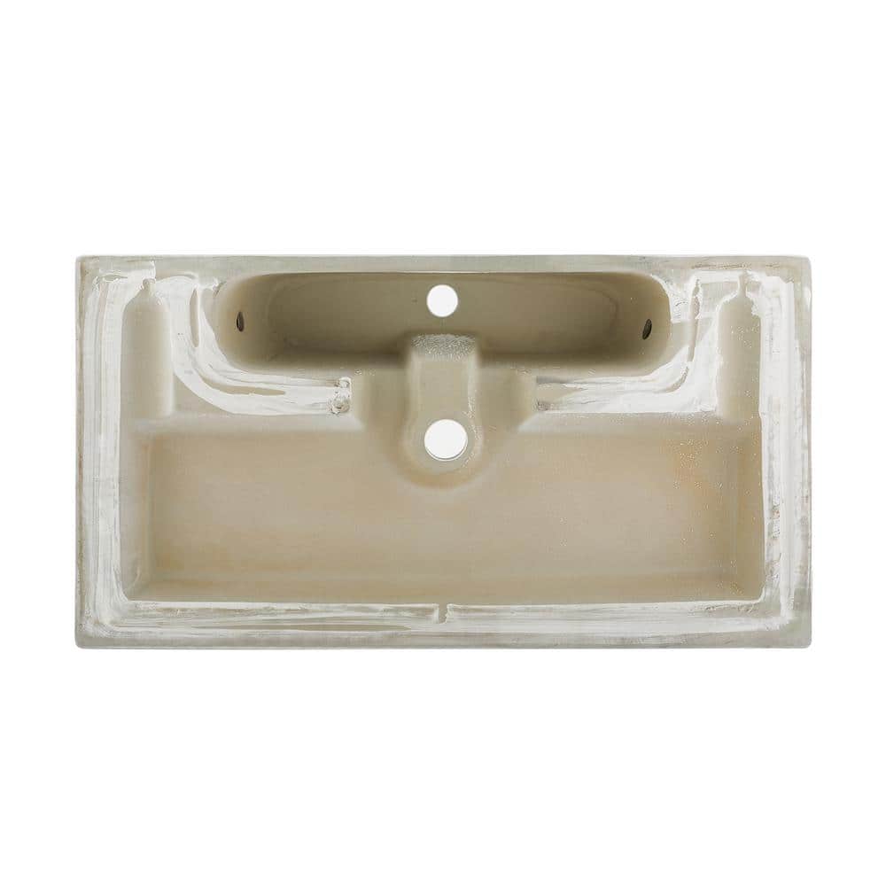 Voltaire Wide Rectangle Ceramic Vessel Sink in Static Marble