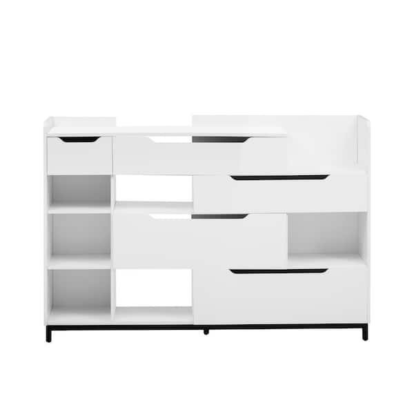 Aoibox 57 in. W x 13 in. D x 39 in. H Ready to Assemble Entryway Organizer Shoe Storage Cabinet in White with Drawers & Shelves