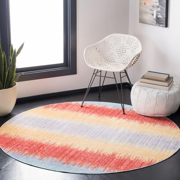 Windsor 6 ft. x 6 ft. Yellow/Purple Gradient Striped Round Area Rug