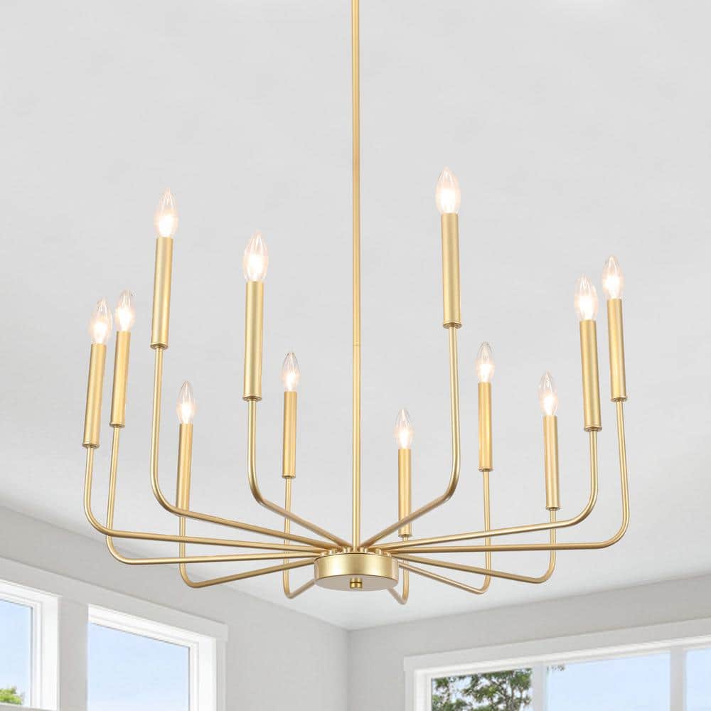 ZJVAIVE 12-Light Spray Gold Candlestick Hanging Island Linear