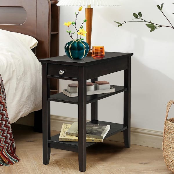 Chairside End Table For Small Spaces Accent Narrow Sofa Shelf Bedside Nightstand 