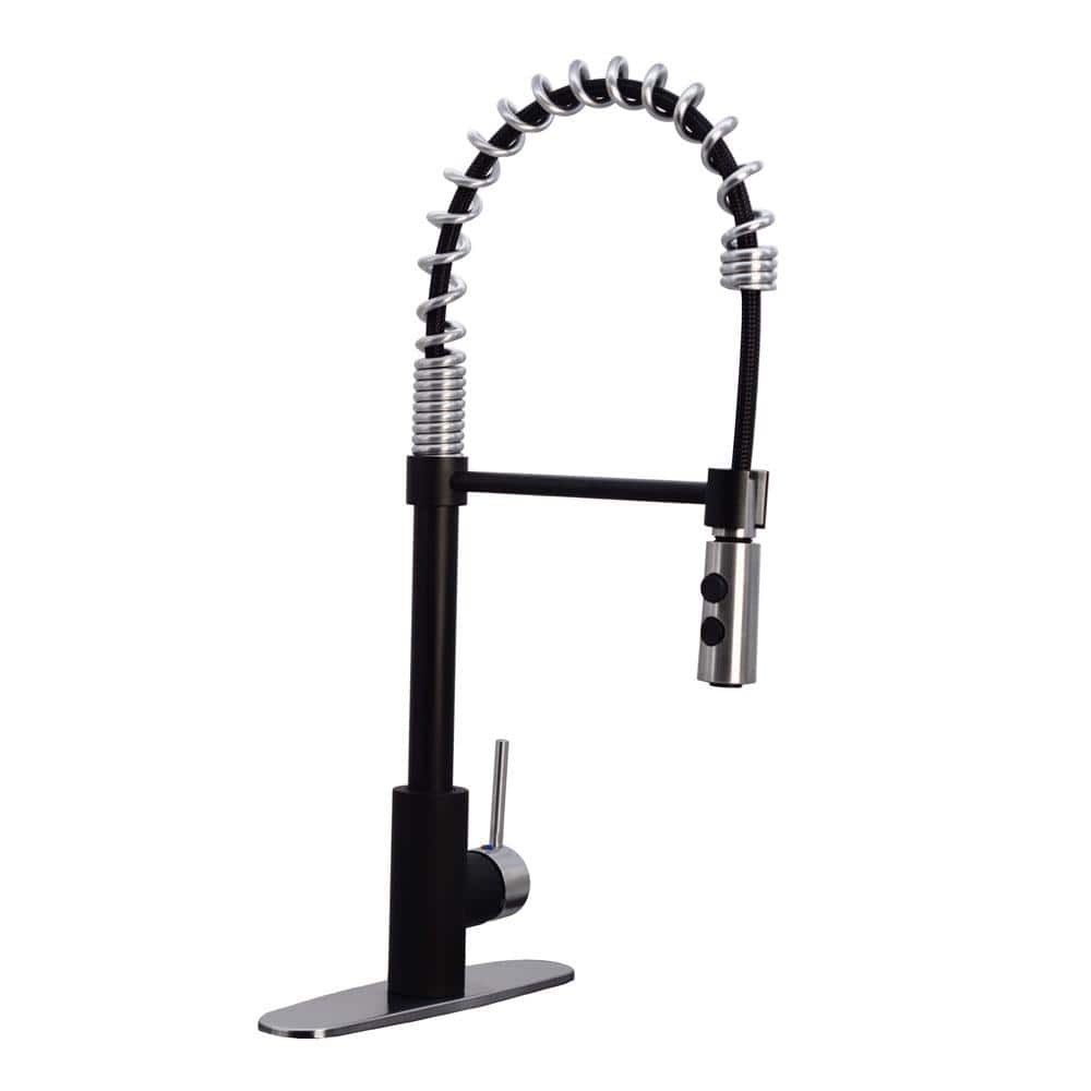 Single-Handle Pull Down Sprayer Kitchen Faucet with Dual Function Spray Head in Matte Black/Stainless Steel Finish price history on PriceWatchPro