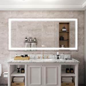 ALINA 72 in. W x 36 in. H Rectangular Frameless Dimmable LED Light Touch Sensor Wall Bathroom Vanity Mirror in Aluminum