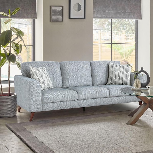 Oberon 87 in. W Straight Arm Chenille Fabric Rectangle Sofa in Blue-Gray
