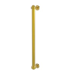 18 in. Center-to-Center Refrigerator Pull with Groovy Aents in Polished Brass