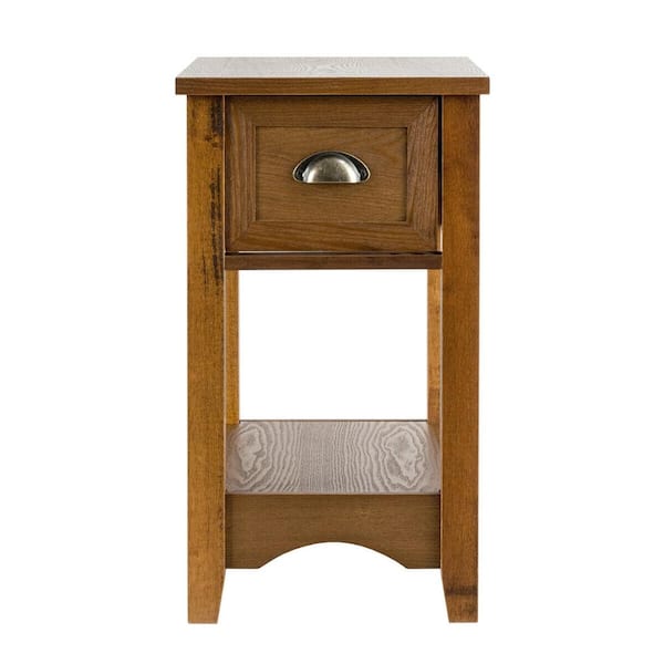 Modern End Table Set of 2, Drawer and Open Shelf, Bedroom Side Tables Pair