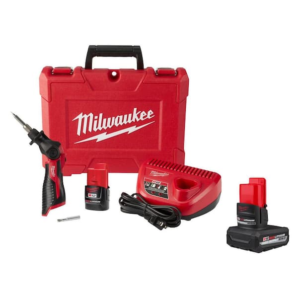 M12 12-Volt Lithium-Ion Cordless Soldering Iron Kit with (1) 1. 5Ah Batteries, Charger, Hard Case, & 5. 0Ah Battery
