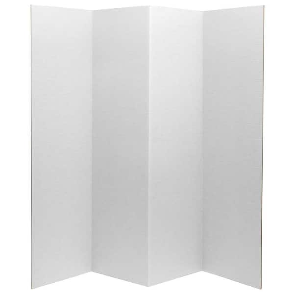 6 ft. Tall White Temporary Cardboard Folding Screen - 4 Panel