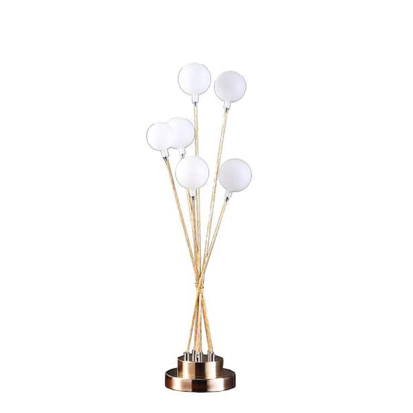 ORE International 27.5 in. Yellow Gold Table Lamp 6-Light Acrylic Globe Aluminum LED Chrysanthe