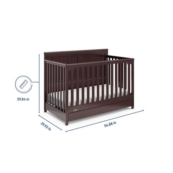 Graco Hadley 4 In 1 Convertible Crib With Drawer Espresso 04521 709 The Home Depot