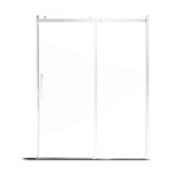 Teamson Kids 48 in. W x 76 in. H Single Sliding Frameless Shower Door in Chromed with 5/16 in. (8 mm) Clear Glass