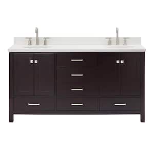 Cambridge 67 in. W x 22 in. D x 36 in. H Double Bath Vanity in Espresso with Pure White Qt. Top with White Basins