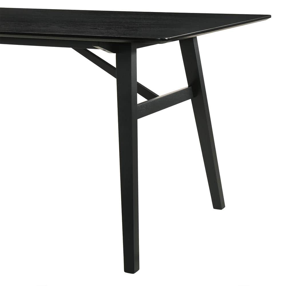 Channell Black Rubberwood Rectangular Dining Table for Six